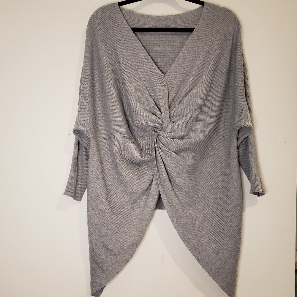 Dolman sleeve ribbed cross back sweater